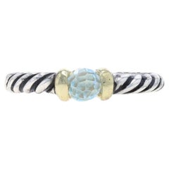 David Yurman Kabelblauer Topas-Ring - Sterling 925 Gelbgold 14k Solitär