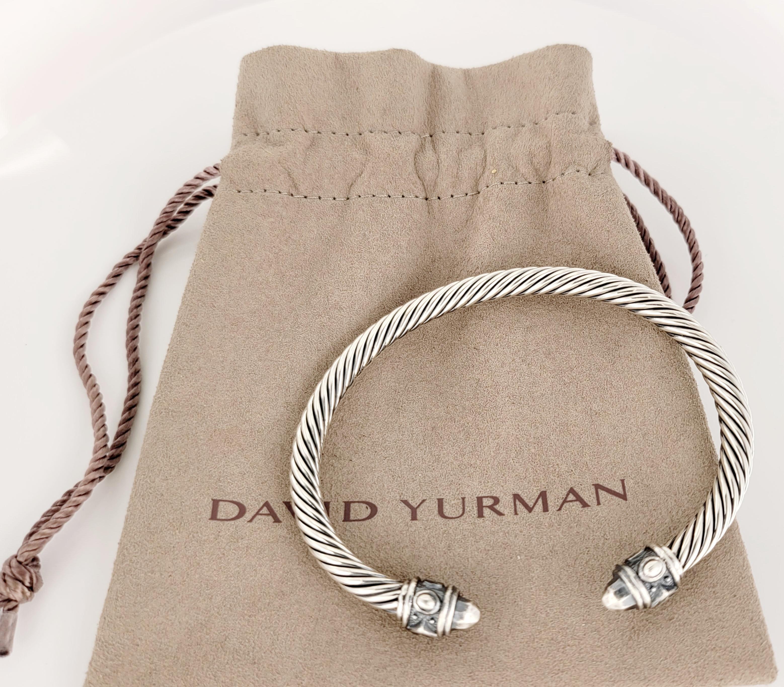 Brand David yurman 

Metal Sterling Silver 925

Bracelet Size 7'' 

Bracelet width 5mm

Bracelet weight 29.6

Condition New, never worn

Comes with David Yurman pouch 