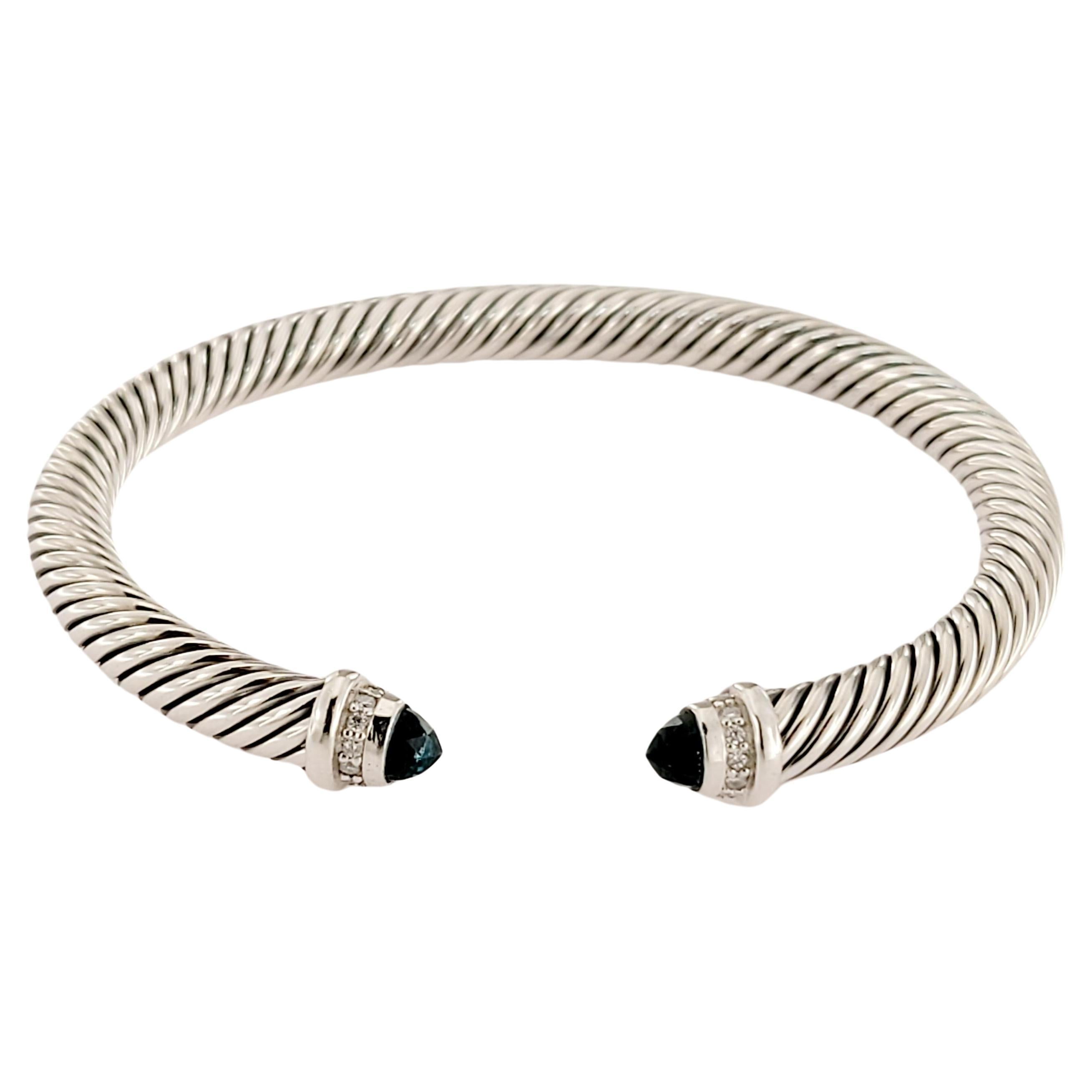 David Yurman Cable bracelet in sterling silver Hampton Topaz and  diamonds