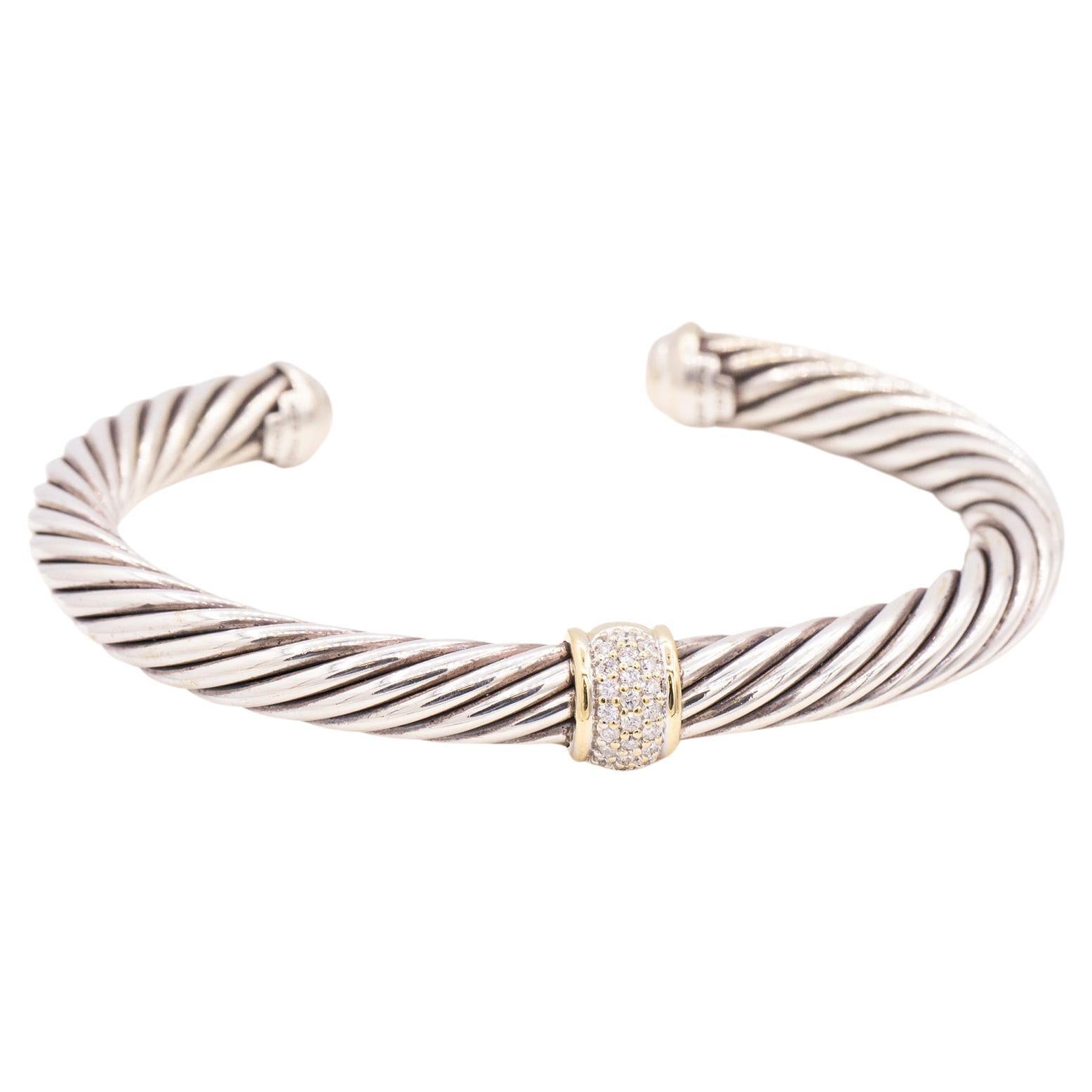 David Yurman Cable Bracelet w/ Diamond Section