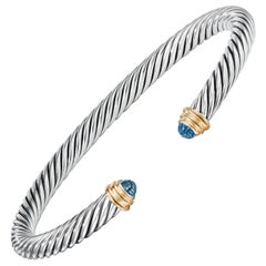 David Yurman Cable Bracelet with Blue Topaz and 14 Karat Gold, B03934 S4ABTM