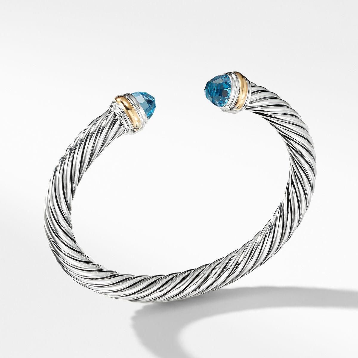 Women's David Yurman Cable Bracelet with Blue Topaz B04425 S4ABTM