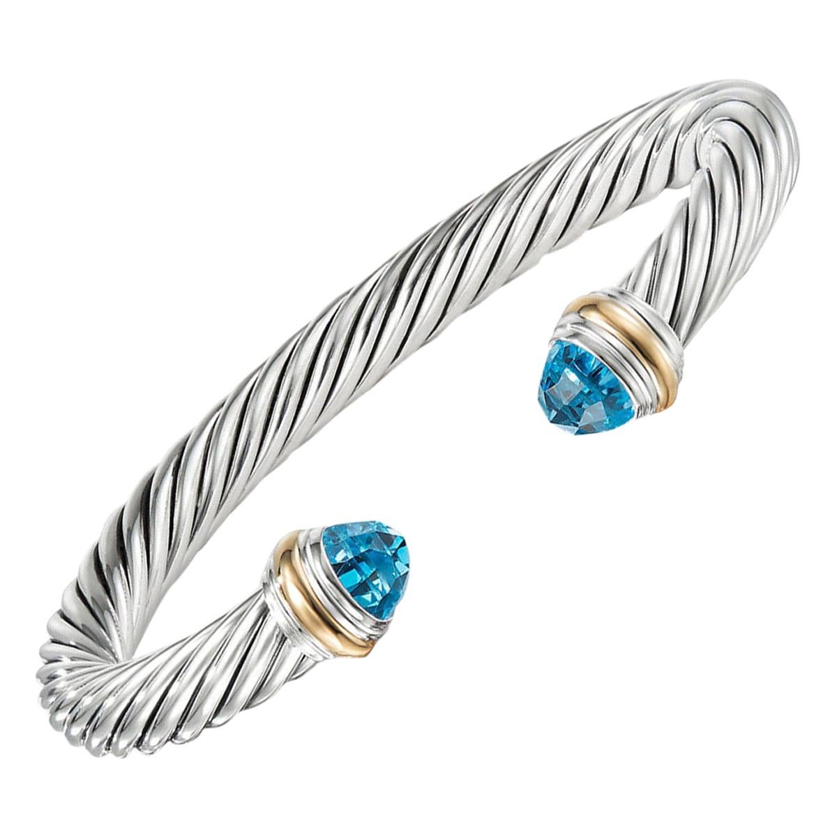 David Yurman Cable Bracelet with Blue Topaz B04425 S4ABTM