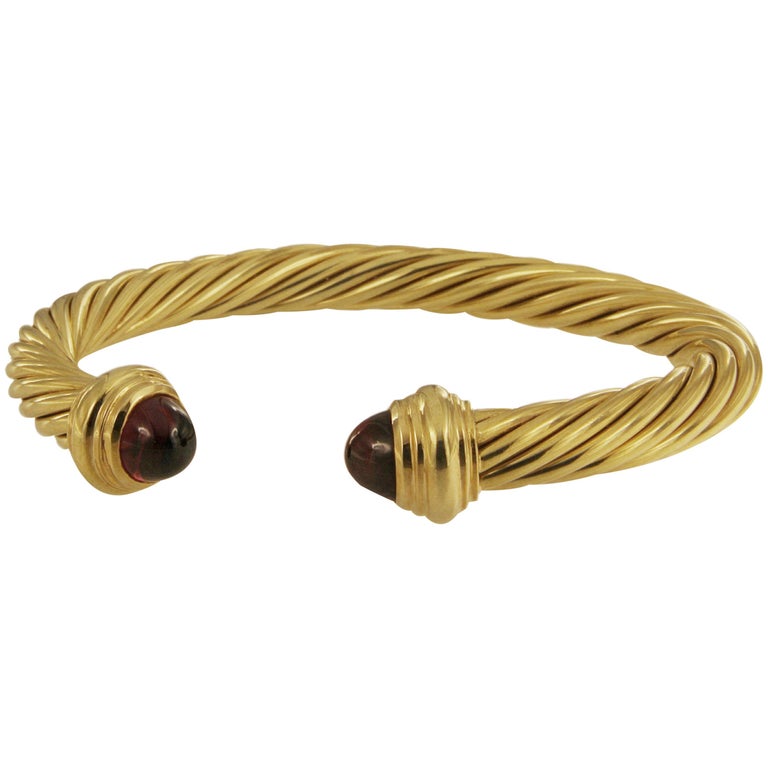 David Yurman Cable Bracelet with Garnet For Sale at 1stDibs