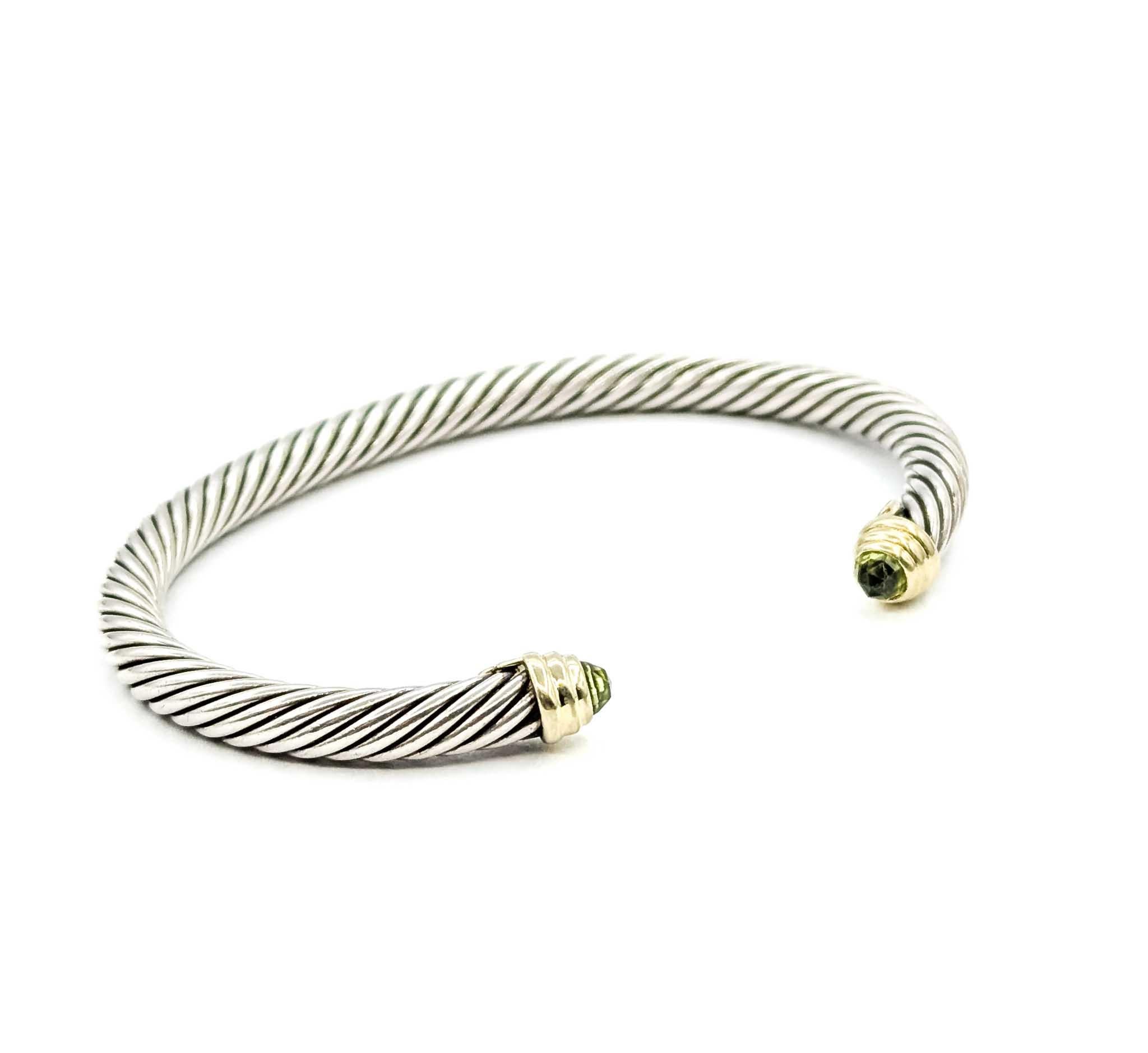 De las mujeres David Yurman Pulsera cable con peridoto en plata de ley y oro amarillo de 14k en venta