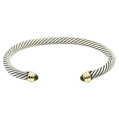 David Yurman Cable Bracelet with Peridot in Sterling Silver & 14k Yellow Goldes (Bracelet câblé avec péridot en argent sterling et or jaune 14k)
