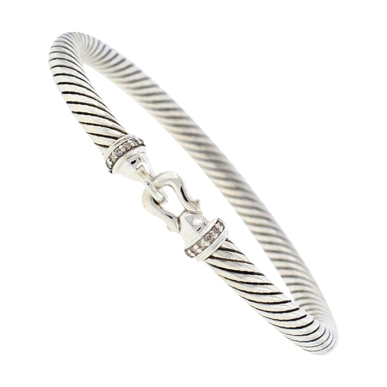 David Yurman Cable Buckle Bracelet with Diamond For Sale