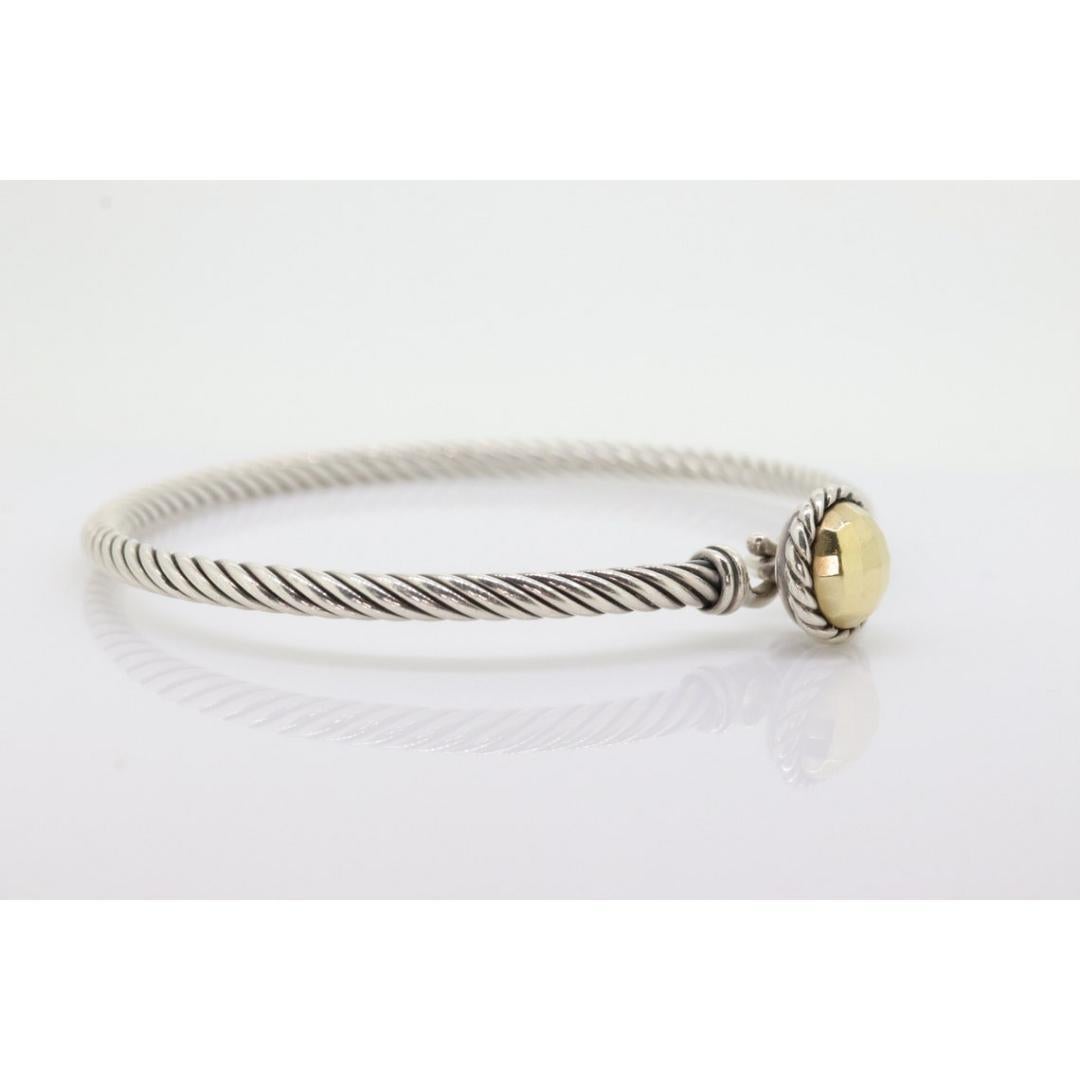 David Yurman Bracelet jonc à boucle câble DY 925 argent sterling 585 18 carats en vente 6