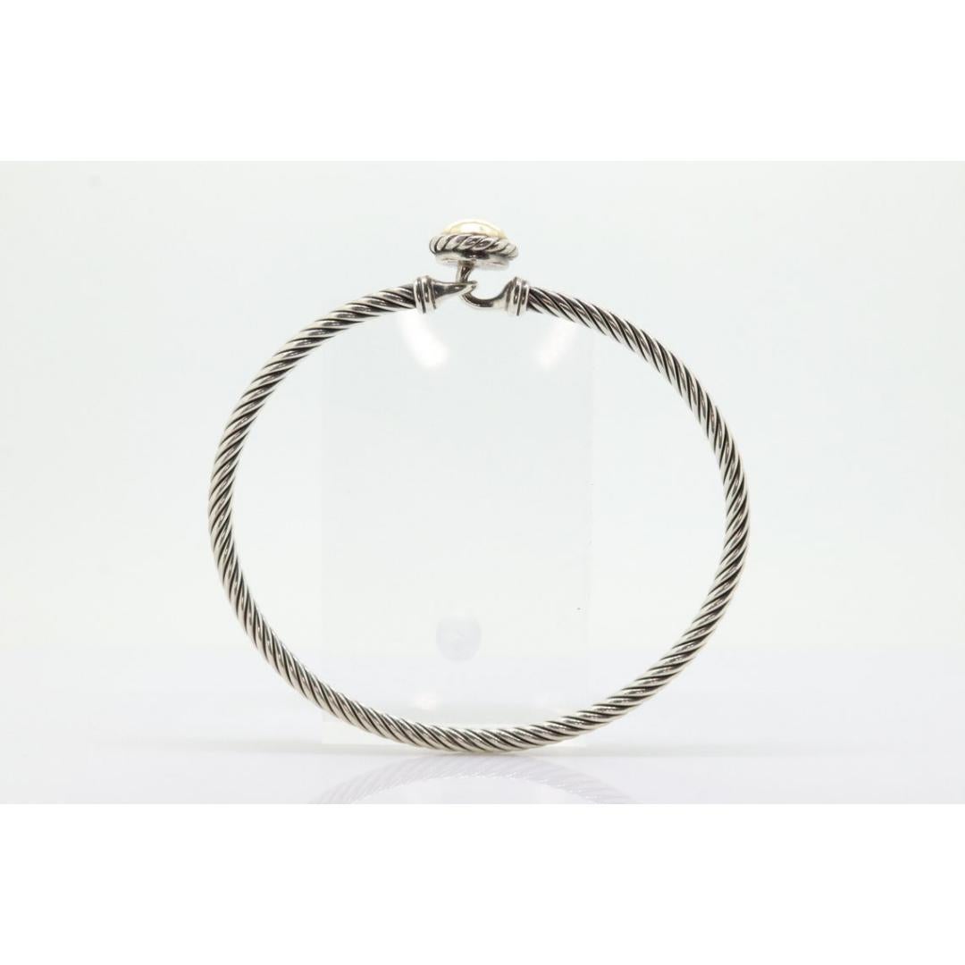 David Yurman Bracelet jonc à boucle câble DY 925 argent sterling 585 18 carats en vente 2