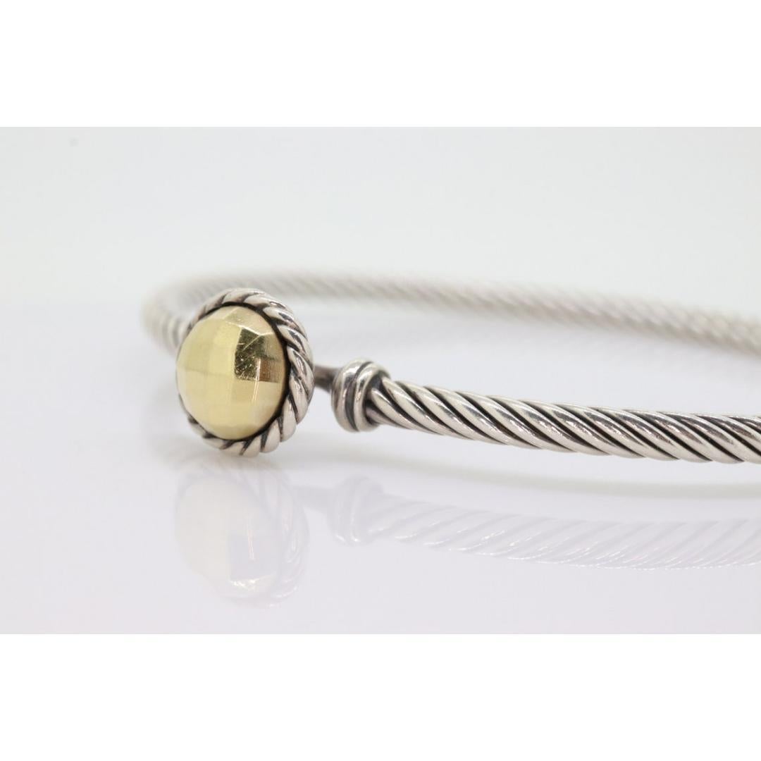 David Yurman Bracelet jonc à boucle câble DY 925 argent sterling 585 18 carats en vente 3