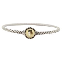 David Yurman Cable Buckle Hook Bangle Bracelet DY 925 Sterling Silver 585 18k