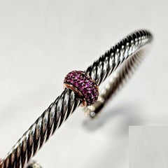 David Yurman Cable Candy Bracelet Argent Sterling & Or Rose 18k Pink Sapphire