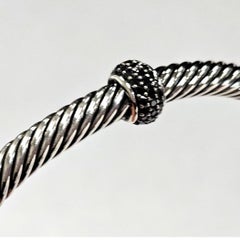 David Yurman Pulsera Cable Candy  Plata de ley con pavé de diamantes negros, 6,5