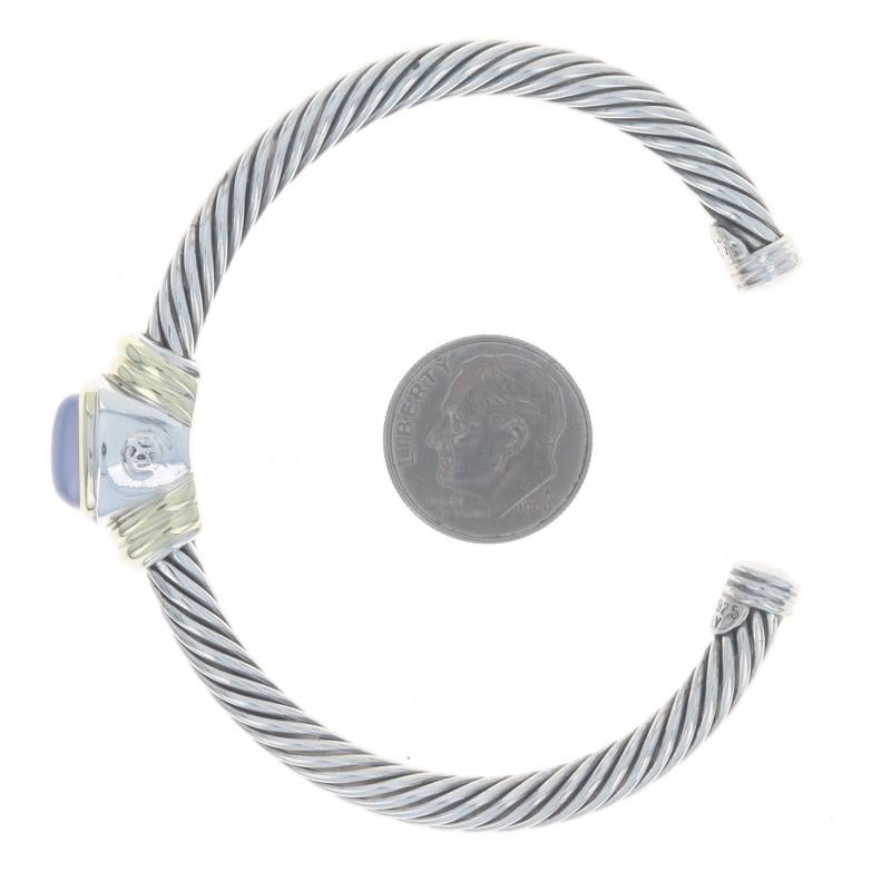 David Yurman Cable Chalcedony Station Cuff Bracelet 6 3/4