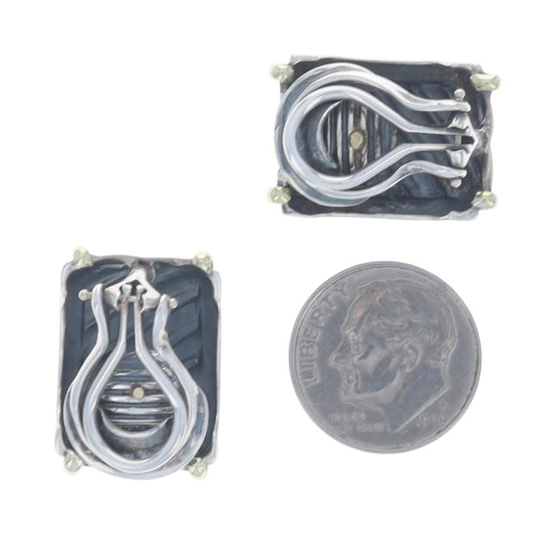 Women's David Yurman Cable Cigar Earrings - Sterling Silver 925 Yellow Gold 14k Clip-Ons For Sale