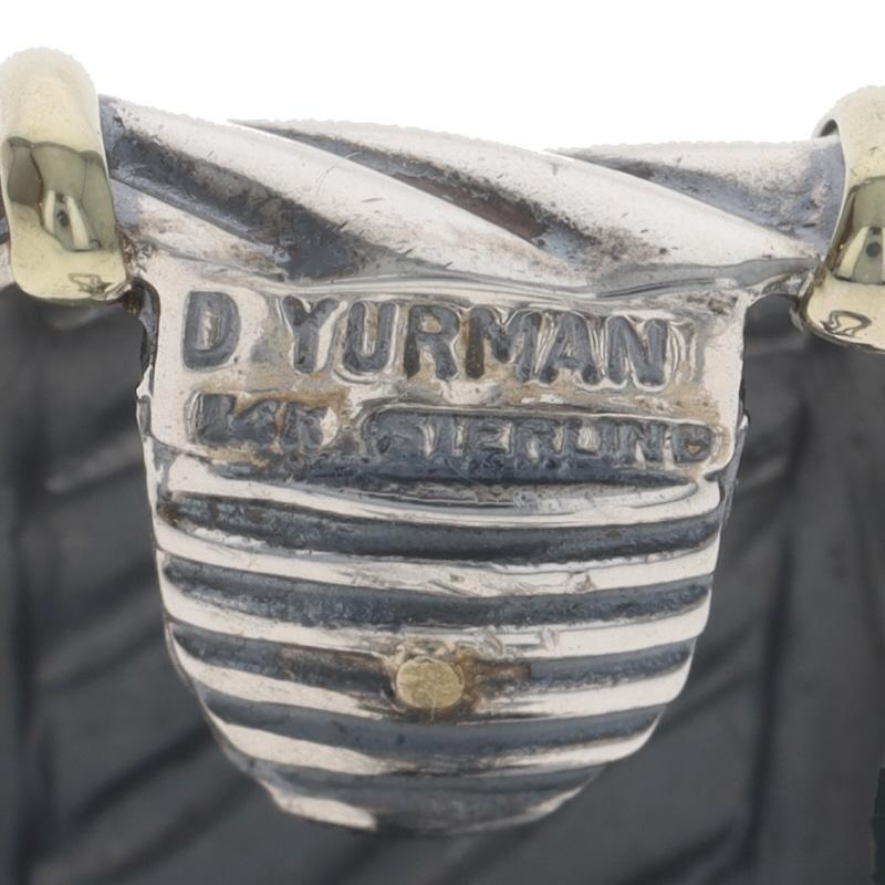 David Yurman Cable Cigar Earrings - Sterling Silver 925 Yellow Gold 14k Clip-Ons For Sale 1