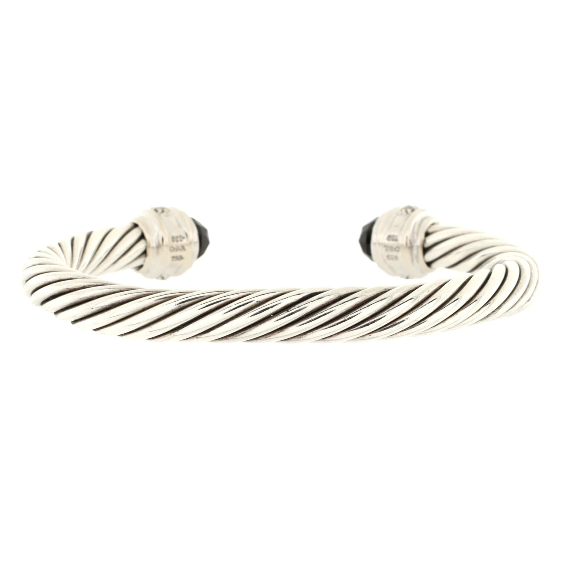 Women's David Yurman Cable Classic Bracelet Sterling Silver and 18K White Gold wi