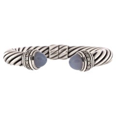 David Yurman Cable Classic Bracelet Sterling Silver with Chalcedony and Diamonds