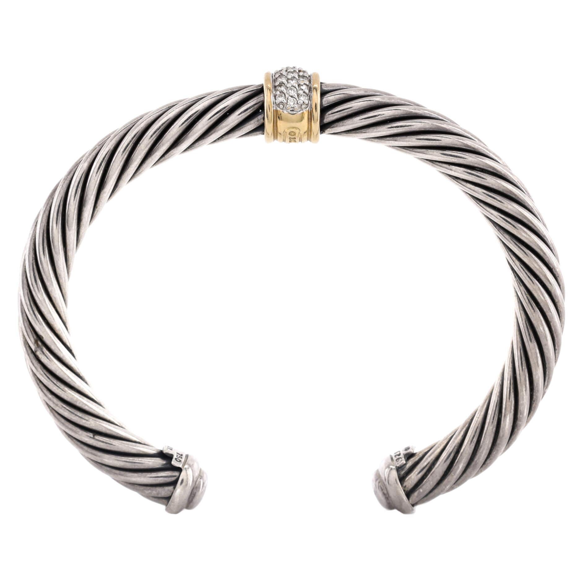 David Yurman Cable Classic Center Station Bracelet Sterling Silver In Good Condition In New York, NY