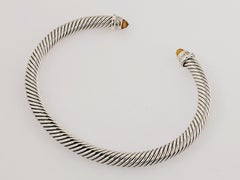 David Yurman Cable Classic Citrine and Diamonds 5mm  Cuff Bracelet