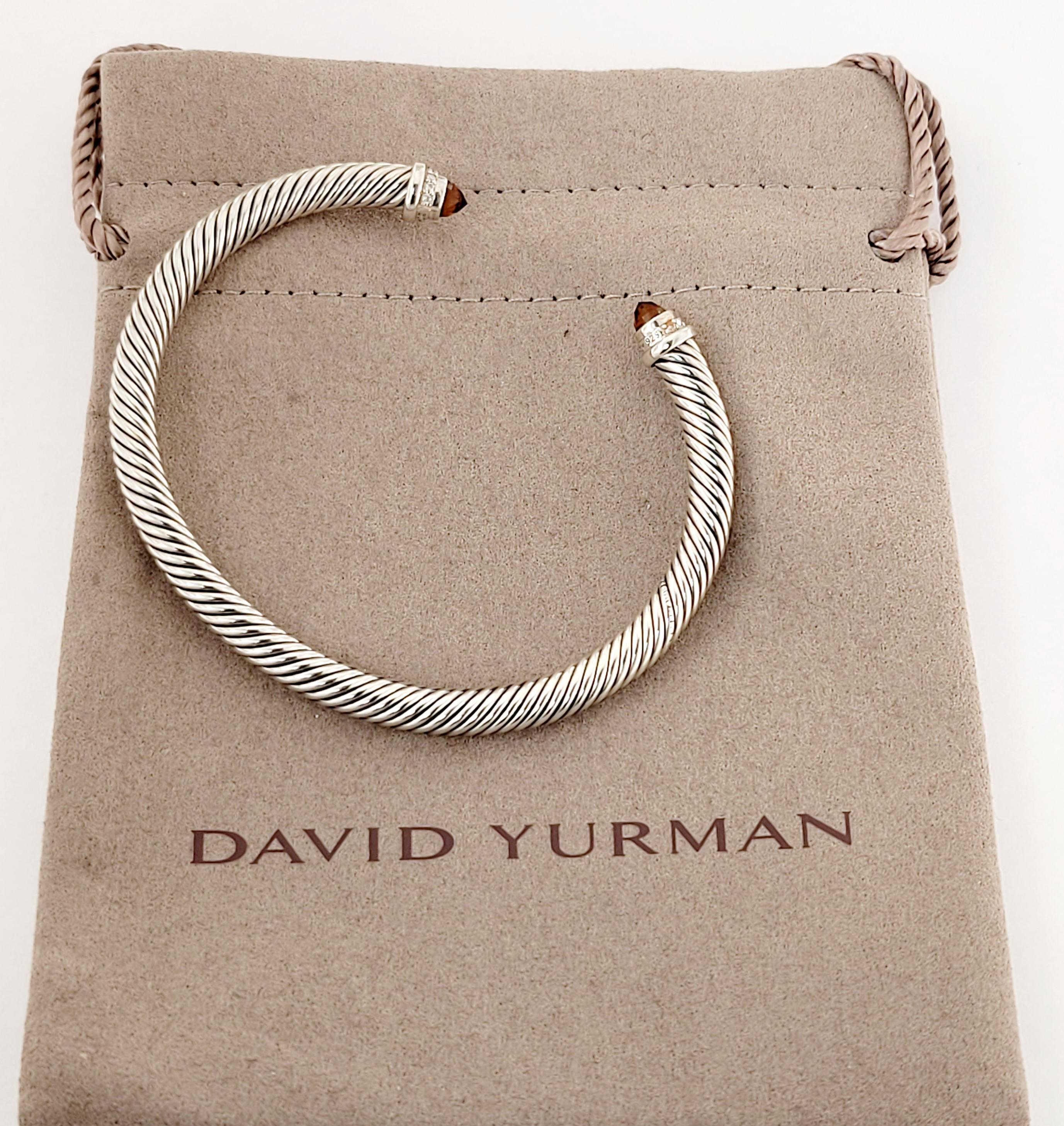 David Yurman Kabel Classic Citrin und Diamanten 5mm  Manschettenarmband  im Zustand „Neu“ im Angebot in New York, NY