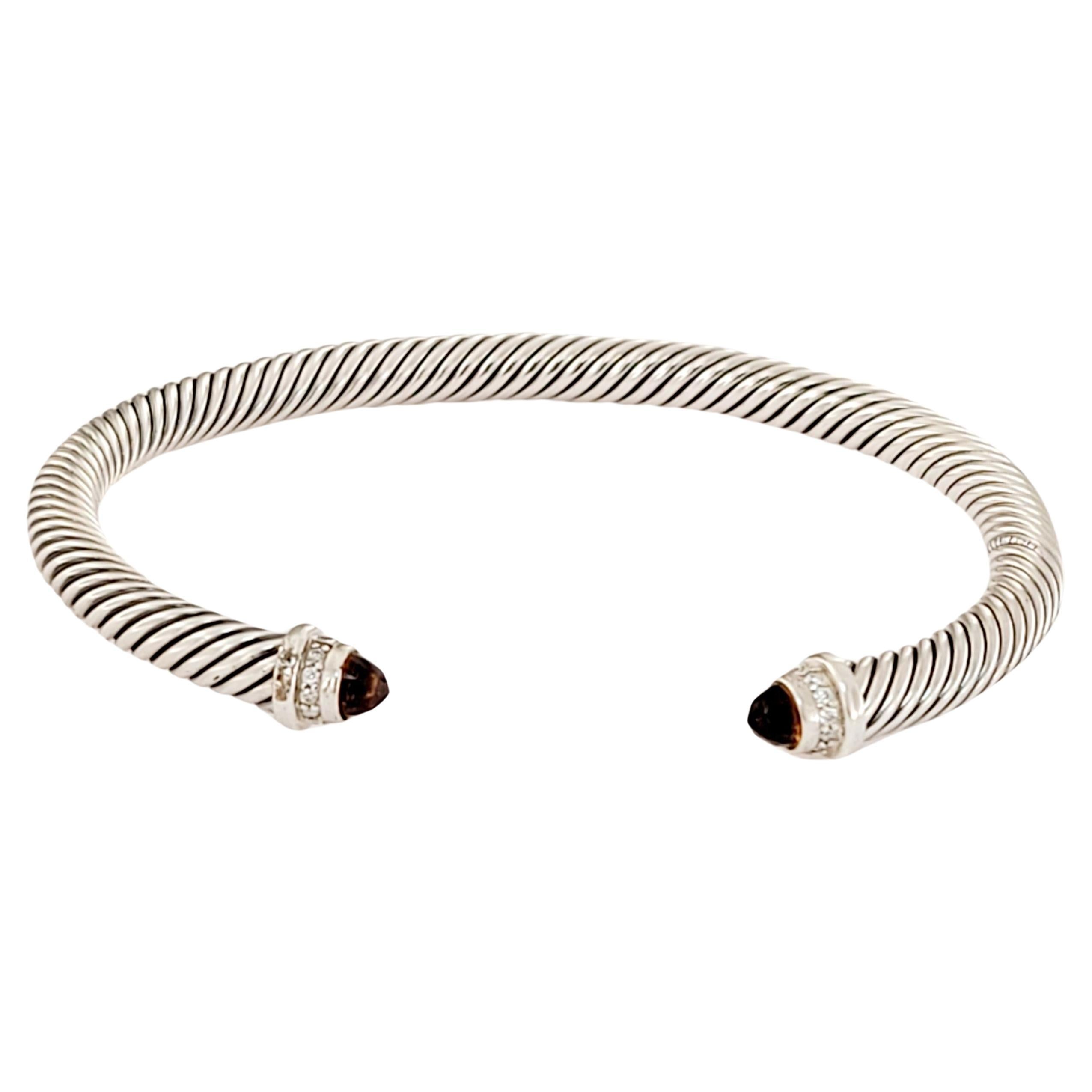 David Yurman Cable Bracelet in 18k Gold with Citrine and Diamonds, 7mm |  REEDS Jewelers