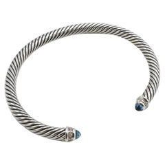 David Yurman Cable Classic Collection Bracelet with Blue Topaz and Diamonds
