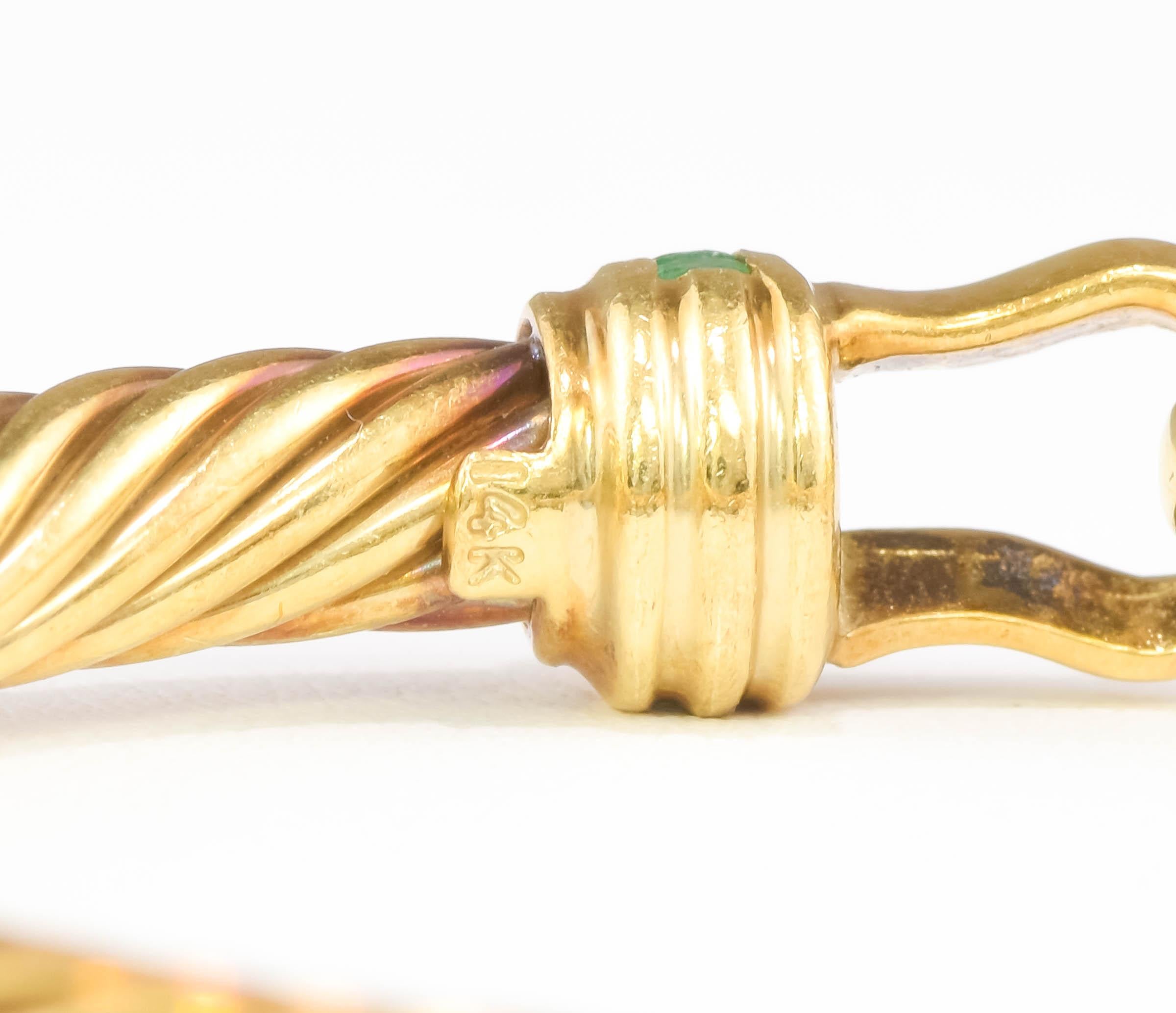 David Yurman Bracciale classico a cavo con fibbia in oro e smeraldi in vendita 1