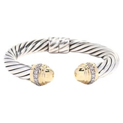 David Yurman Cable Classic Hinged Cuff Bracelet, 18K Yellow Gold Sterling Silver