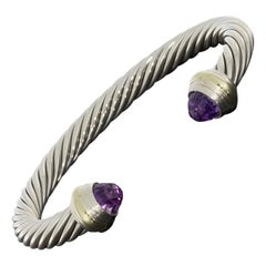 David Yurman Cable Classic Mixed Metals Specialty Amethyst Cuff Bracelets