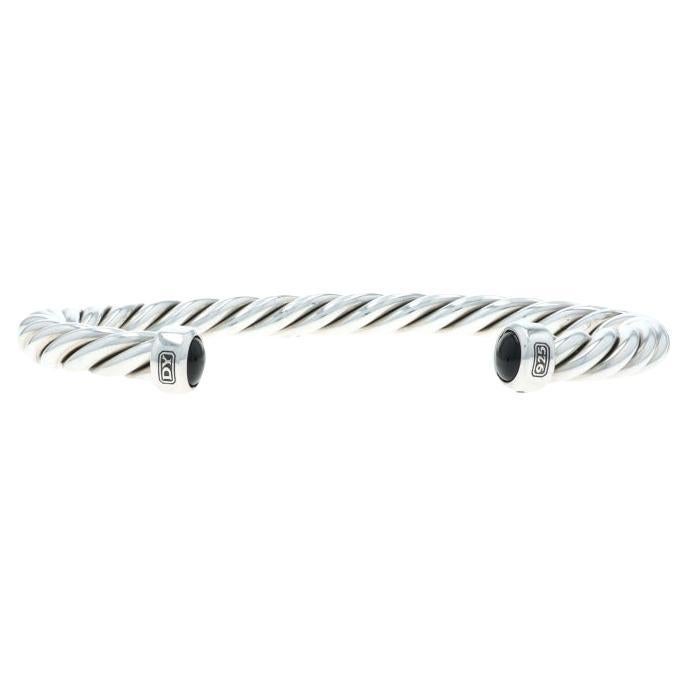 David Yurman Bracciale classico da uomo con cavo e onice 7 1/4" - A. Silver 925 in vendita