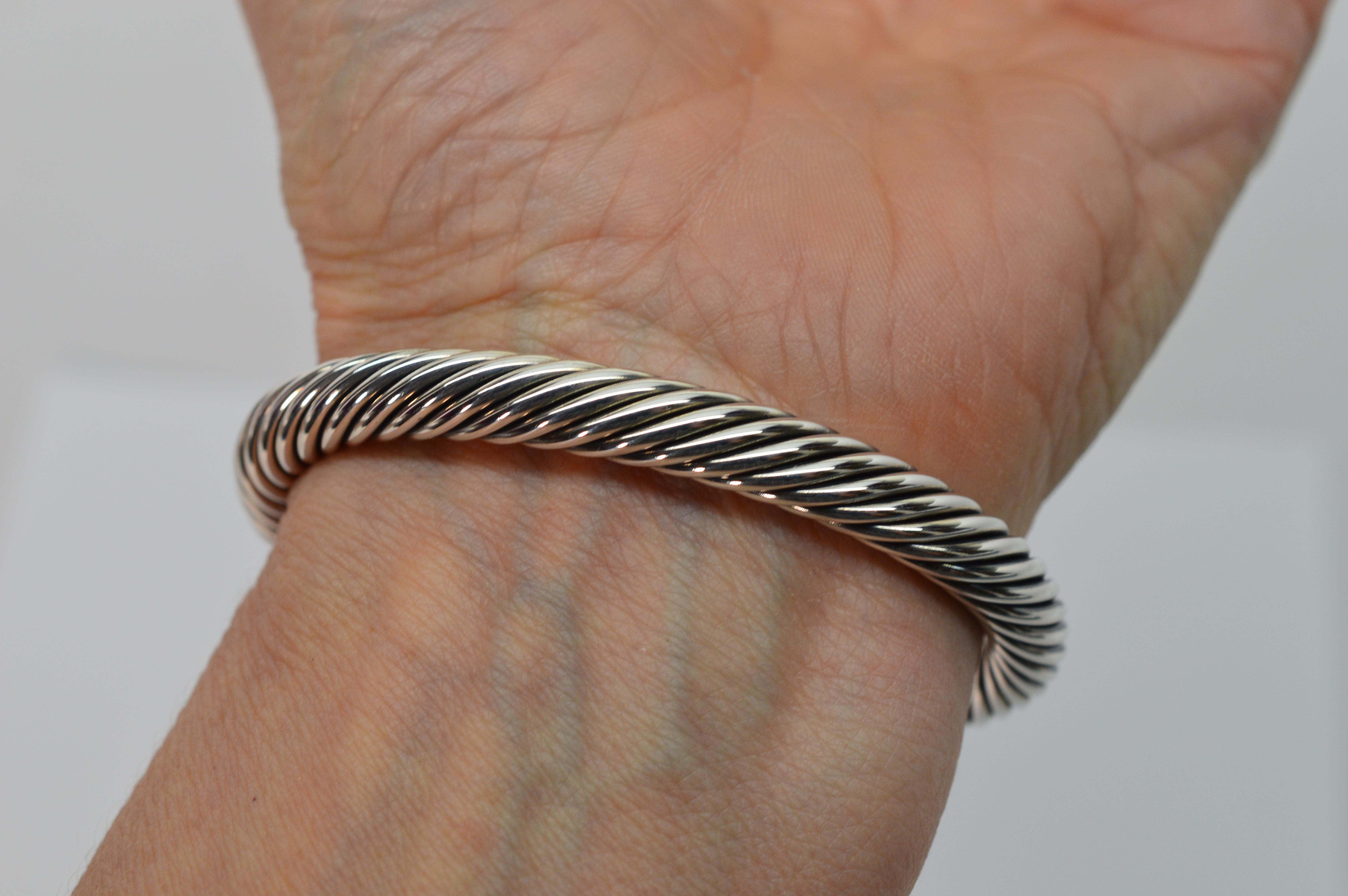 David Yurman Cable Classic Sterling Silver Bracelet w Onyx & Diamond Accents 1