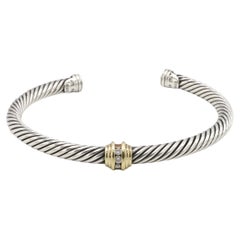 David Yurman Cable Classic Sterling Silver & Gold Diamond Station Bracelet