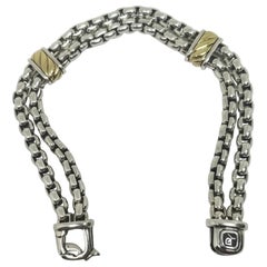 David Yurman Cable Classic Two-Row Chain Bracelet with 18 Karat Gold and Silver