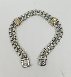 David Yurman Cable Classic Two-Row Chain Bracelet with 18 Karat Gold and Silver
