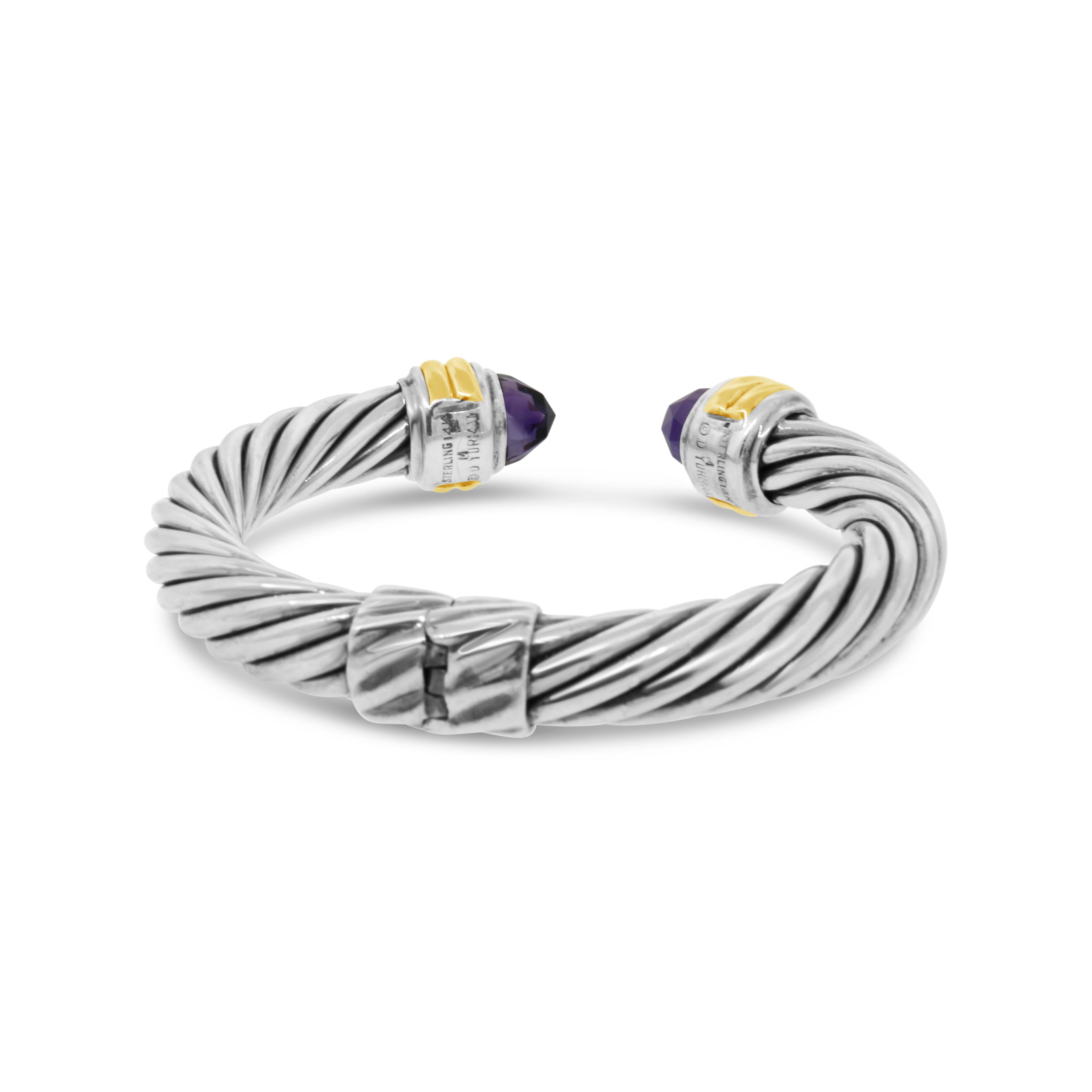 Cabochon David Yurman Bracciale classico con cavo e ametista 10 mm in vendita