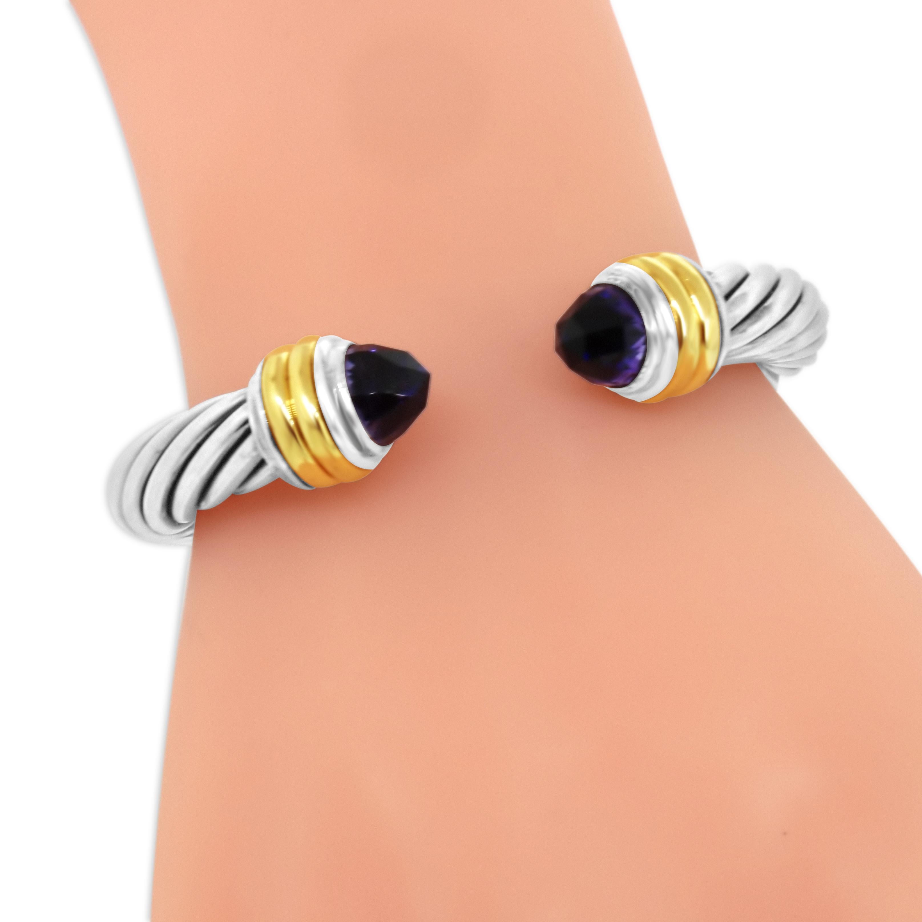 Donna David Yurman Bracciale classico con cavo e ametista 10 mm in vendita