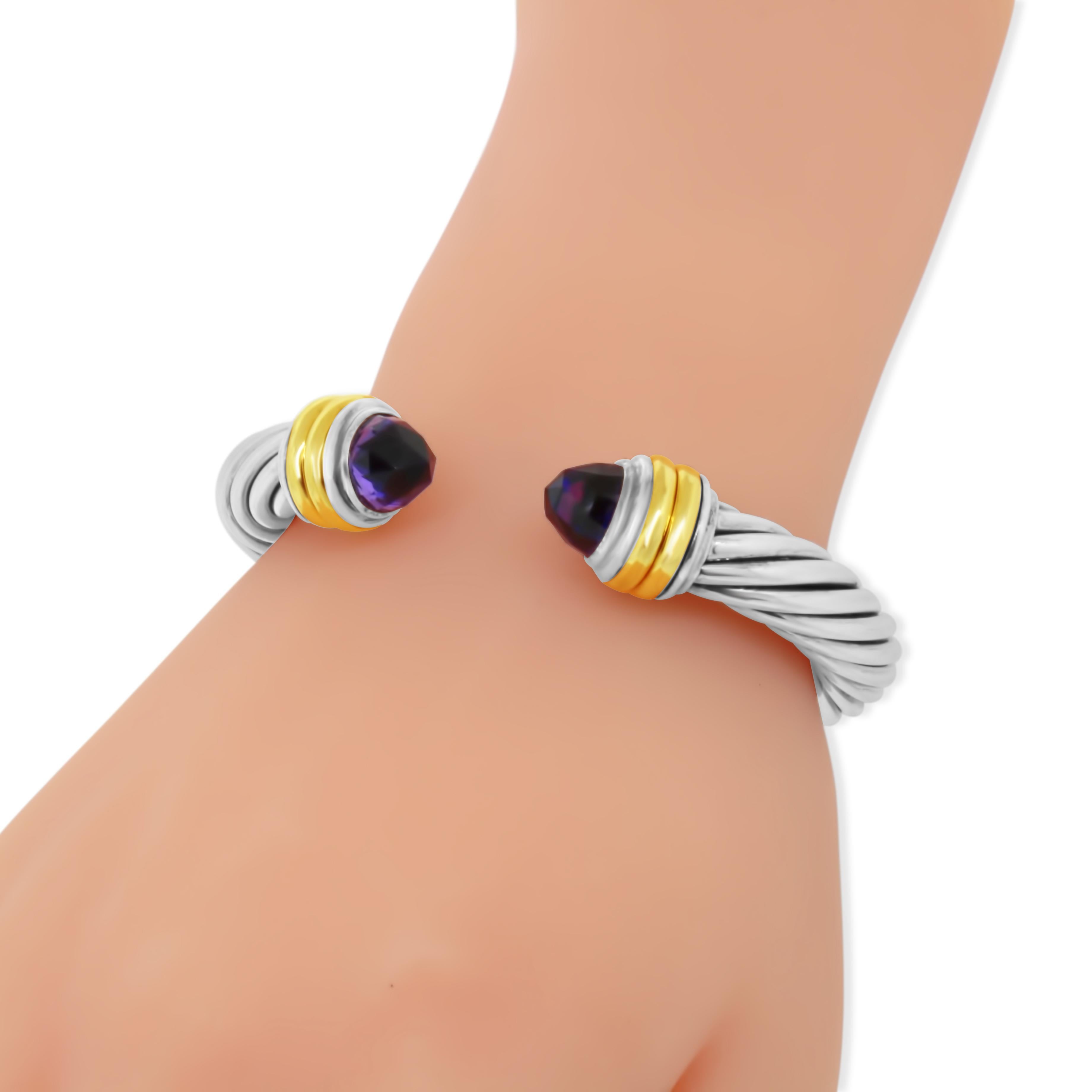 David Yurman Bracciale classico con cavo e ametista 10 mm in vendita 1