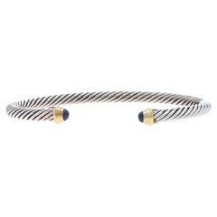 David Yurman Cable Classics 4mm Saphir-Manschettenarmband 6" Sterling 925 Gold 18k