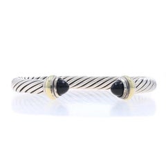 David Yurman Cable Classics 7mm Onyx Cuff Bracelet 6 1/2" Sterling 925 Gold 14k