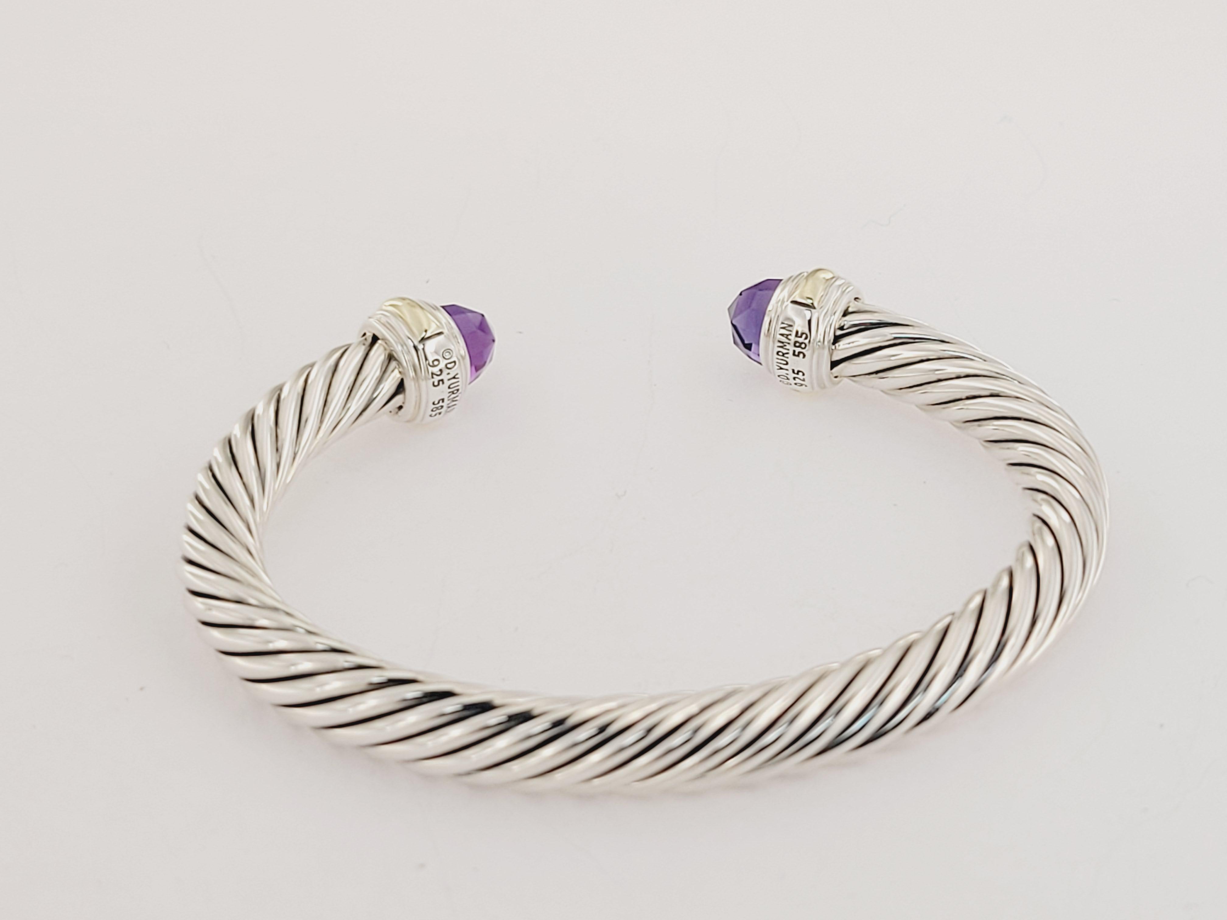 David Yurman Cable Classics Bracelet With Amethyst & 14K Yellow Gold In New Condition For Sale In New York, NY