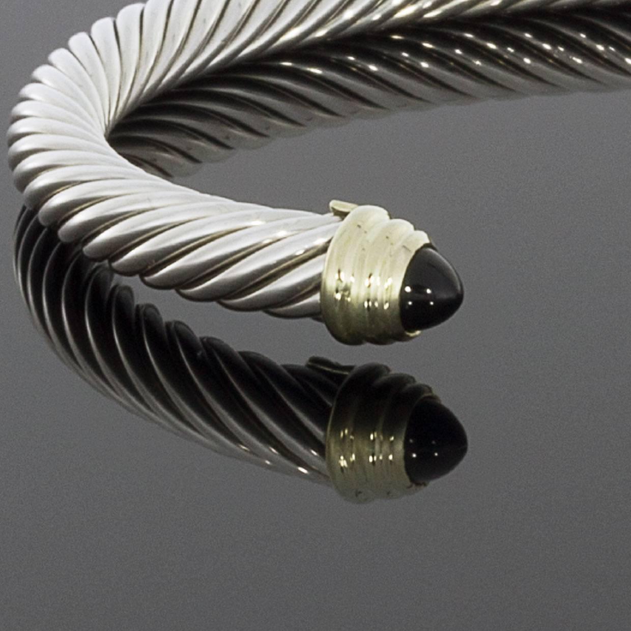 Round Cut David Yurman Cable Classics Onyx Cuff Bracelet