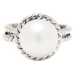 Retro David Yurman Cable Classics Pearl Cocktail Ring, Sterling Silver, Ring