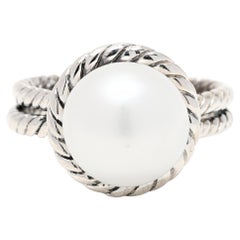 David Yurman, bague cocktail classique câble en argent sterling et perles