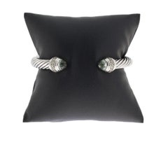 David Yurman Cable Classics Sterling Silver Prasiolite and Diamond Cuff Bracelet