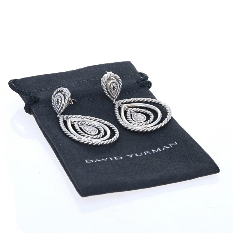 Donna David Yurman Orecchini classici a goccia con diamanti Sterling 925 Dangle .17ctw in vendita
