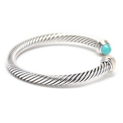 David Yurman Cable Classics Turquoise Cuff Bracelet, 14k Yellow Gold Sterling
