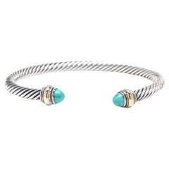 David Yurman Cable Classics Manchette en or jaune 14 carats et turquoise