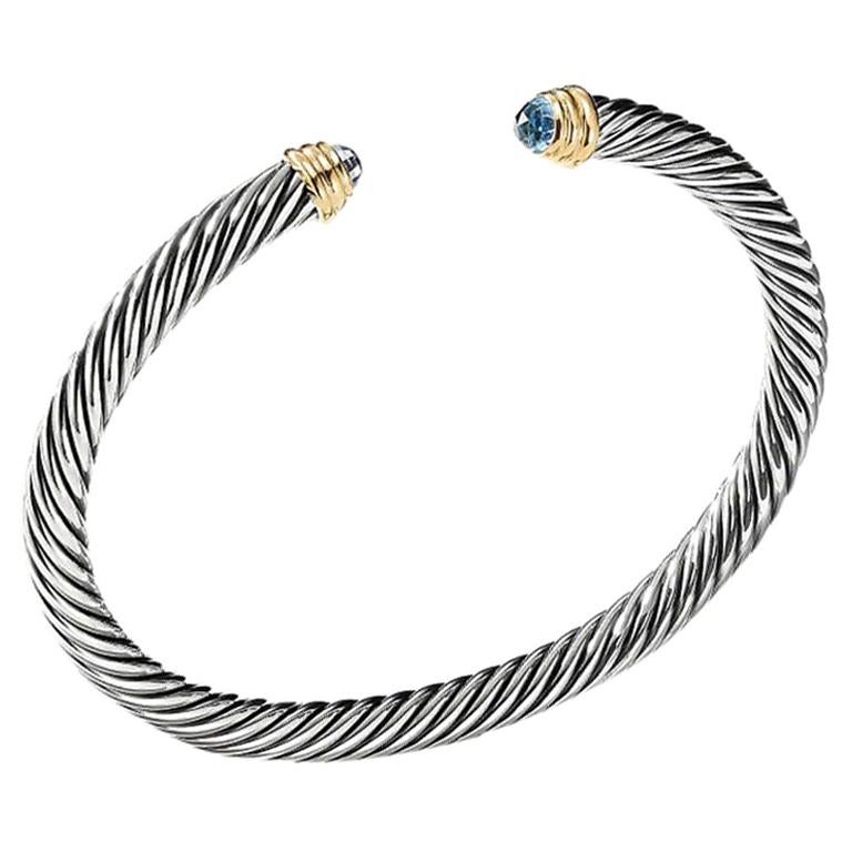 David Yurman Cable Classics with Blue Topaz & Gold Bracelet B03934S4ABTM