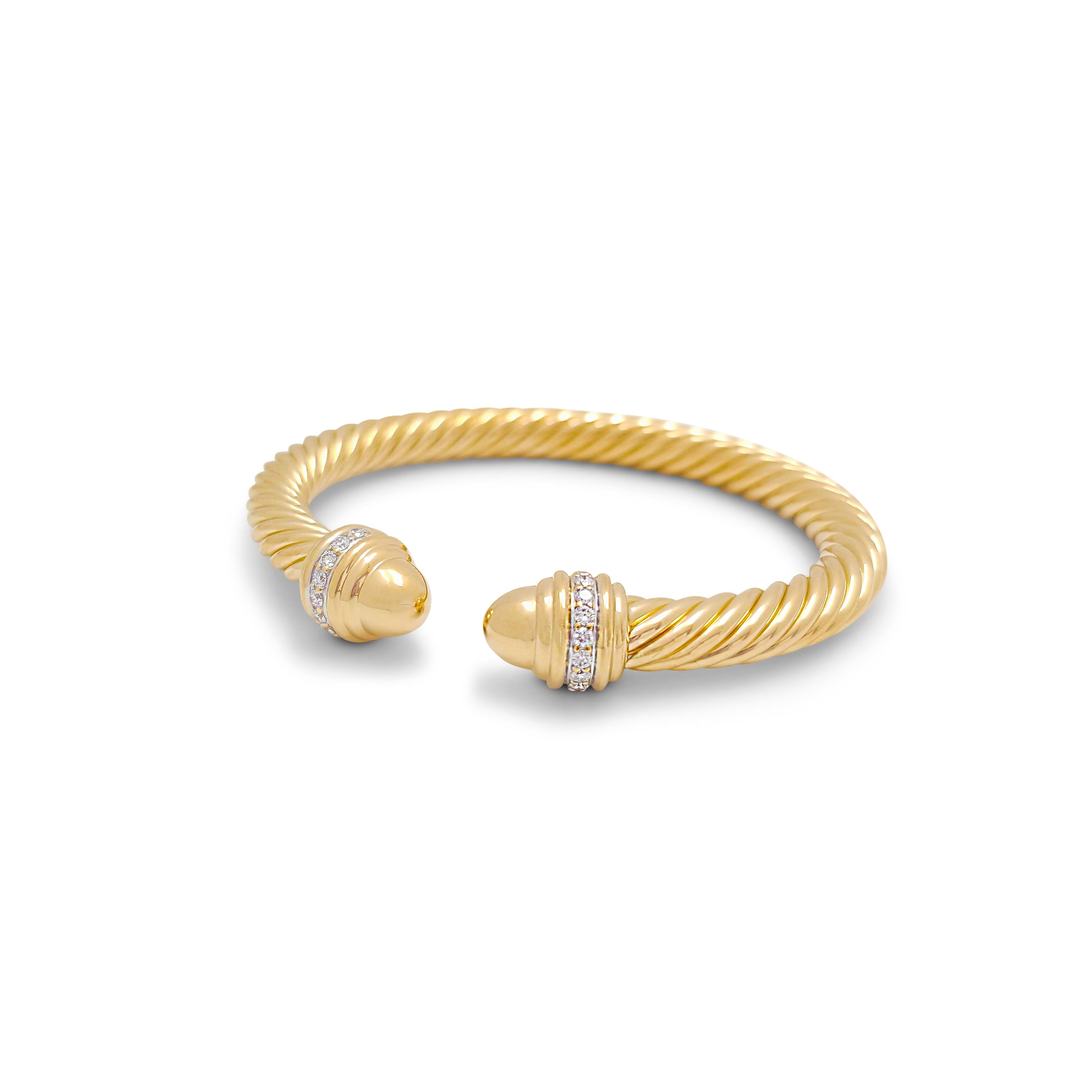 Contemporary David Yurman 'Cable Classics' Yellow Gold and Diamond Bracelet